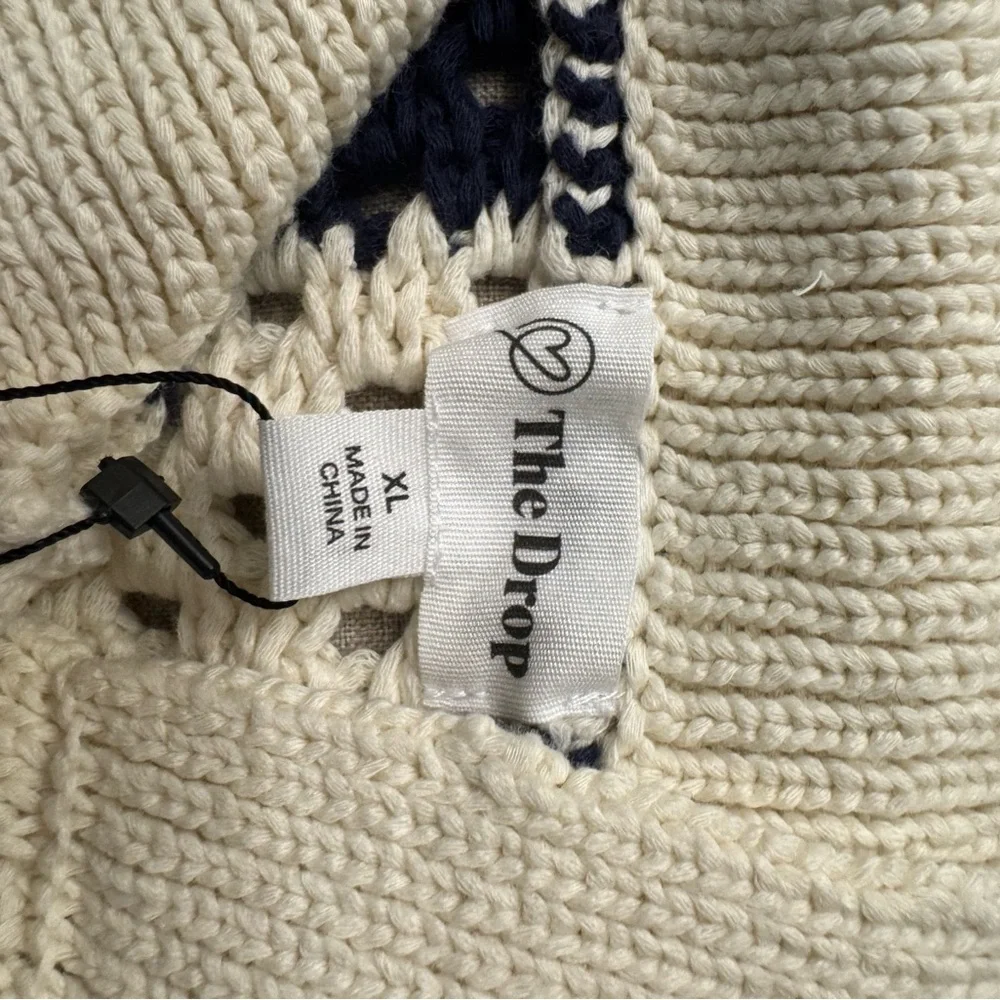 The Drop Knit Sweater Dress with Navy and Cream Stripes - Picture 3 of 5